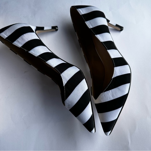 ASOS Women’s Mono Black White Striped Soulmate Pointed Toe Heels Pumps - Picture 11 of 12